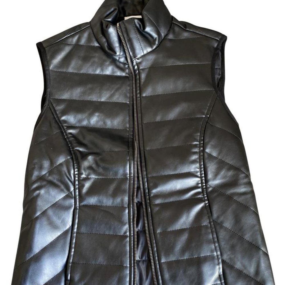 Barney's New York Faux Leather Quilted Vest
